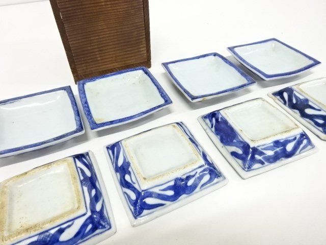 JAPANESE COLLECTIBLE / KOKUMONO KUNIYAKI / SMALL DISH / BLUE / WHITE S